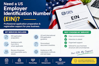 assist with US ein registration and irs application