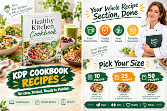 write amazon KDP cookbook recipes full recipe book content self publish recipes
