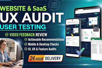 do website user testing, saas UX audit, and video feedback review