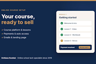 set up your online course platform, payments and automations