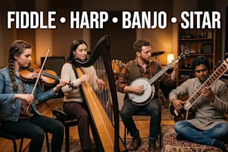 record fiddle, harp, banjo, sitar, for your folktales