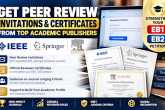 help with ieee springer elsevier peer reveiw invite and certificate for eb1 eb2