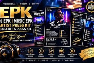 design epk, dj epk music epk media kit artist press kit one sheet