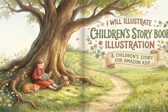 illustrate childrens story book illustration, children story for amazon KDP
