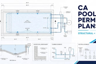 stamp swimming pool permit drawings with structural and mep permit plan id pa ca