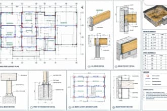 draft residential beam and post layouts, lvl beams and beam pocket detail plans