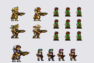 create 16 bit and 32 bit rpg, jrpg pixel art sprites for your game