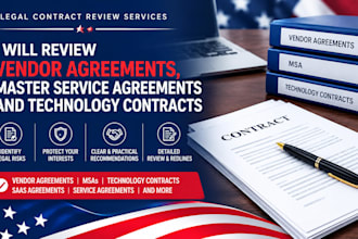 review vendor agreements, master service agreements and technology contracts