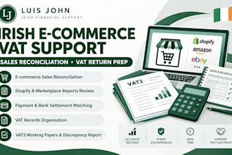 support irish ecommerce vat records, sales reconciliation and vat return prep