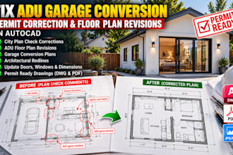 fix adu garage conversion permit correction and floor plan revisions in autocad
