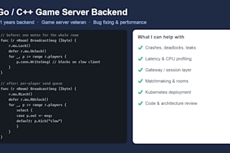 fix bugs and optimize your golang or cpp game server backend