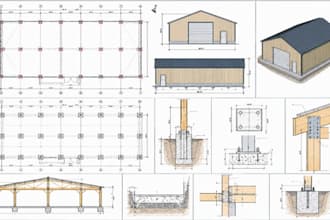 draft pole barn post and footing layouts, anchor bolts and foundation plans