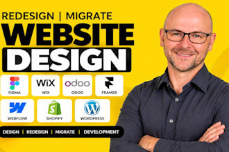redesign migrate figma wix odoo framer webflow shopify wordpress website design