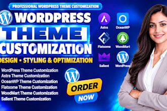 do wordpress theme customization, astra, oceanwp, woodmart, flatsome and salient