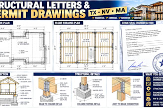 seal and sign structural engineer letter, permit drawings for tx nv ma buildings