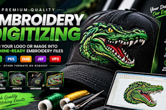 digitize image for embroidery design in dst pes emb in 1 hour