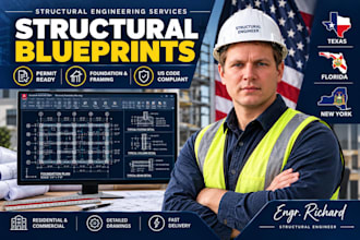 draft structural drawings and blueprints for city building permit