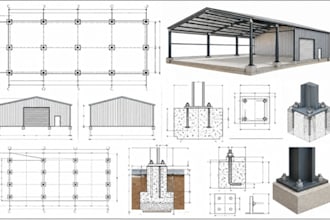 draft metal building foundation plans, column base details, anchor bolt layouts