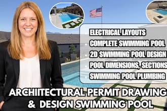 design swimming pool plans, pool permit drawings and construction plan