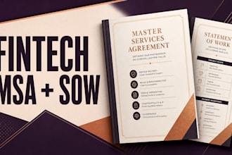 prepare a fintech msa and statement of work sow contract package