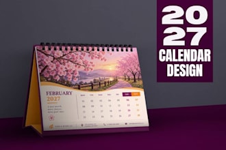 design printable yearly wall or desk calendar in canva
