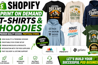 set up a shopify print on demand store for hoodies and t shirts with printful