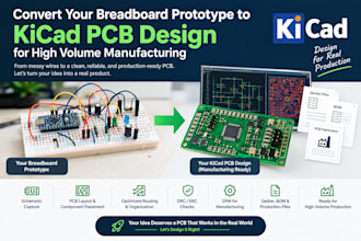 convert breadboard prototype to kicad pcb design for high volume manufacturing