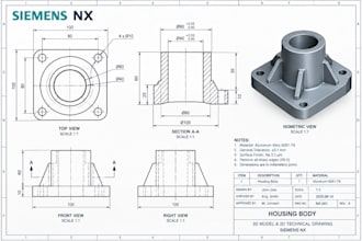 create 3d cad models and 2d technical drawings using siemens nx