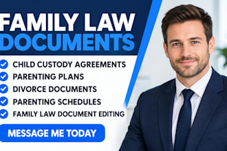 draft child custody agreements parenting plans divorce and family law document