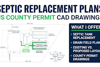 prepare US septic system replacement plans and county permit cad drawings