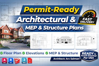 draft architectural, mep, and construction permit drawings