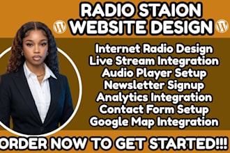 build radio website, podcast website, music website, radio station website,