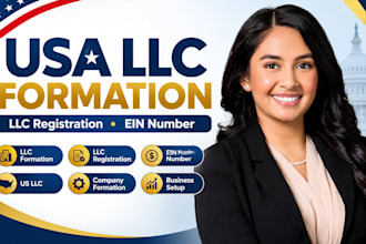 register US llc, wyoming llc or delaware llc formation and get ein number setup