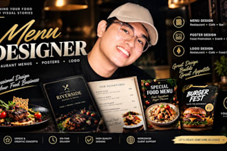 design modern restaurant menu, poster and logo