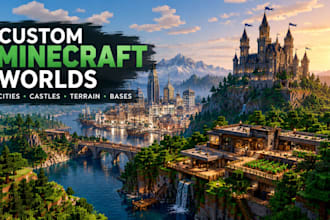 build custom minecraft maps, minecraft worlds, city, terrain, castles and bases