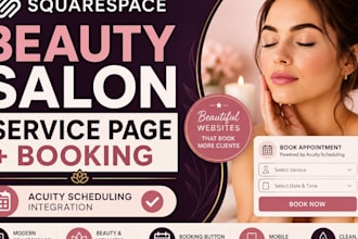 design squarespace beauty salon service page with booking