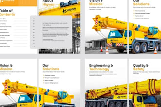 design industrial company profile, construction machinery factory brochure