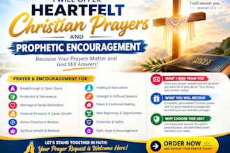 offer heartfelt christian prayers and prophetic encouragements