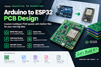 convert arduino prototype to multi layer esp32 pcb layout with gerber files
