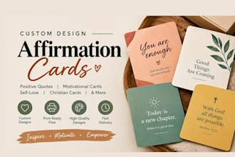 design christian affirmation cards, motivational cards, and card box packaging
