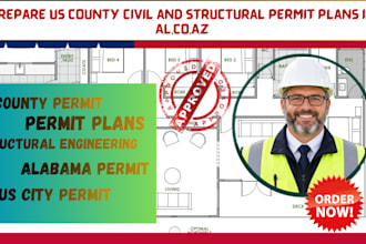 prepare US county civil and structural permit plans in al,co,az