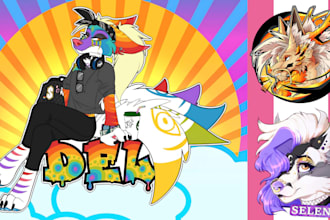 draw custom furry portrait, furry pfp, furry badge, fursona headshot, furry art