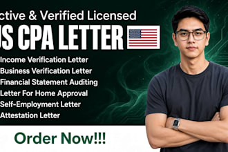 prepare US CPA comfort letter, mortgage letter, and income verification letter