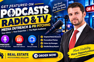 write real estate press releases podcast pitches radio TV landing page text copy