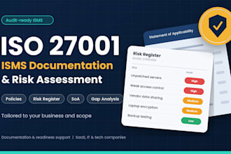 prepare iso 27001 isms documentation, risk assessment and soa