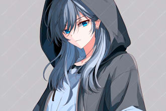 custom anime style oc or trainer character illustration