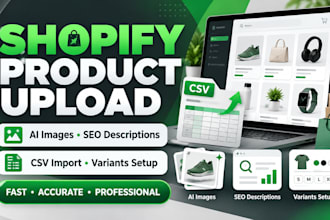 shopify bulk product upload, ai product image seo descriptions, csv variants
