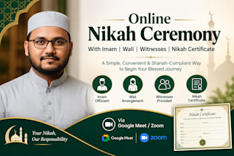 conduct online nikah ceremonies with a wali, witnesses, and a nikah certificate