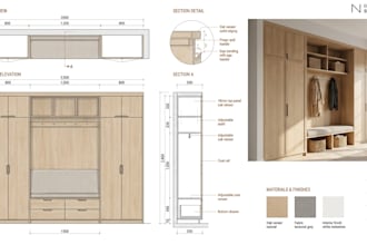 draw carpentry 2d and 3d details furniture drawing, DIY woodworking cut list