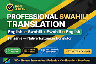 translate english to swahili tanzania and swahili to english profession